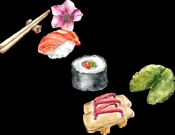 清新簡(jiǎn)約壽司日式料理美食裝飾元素