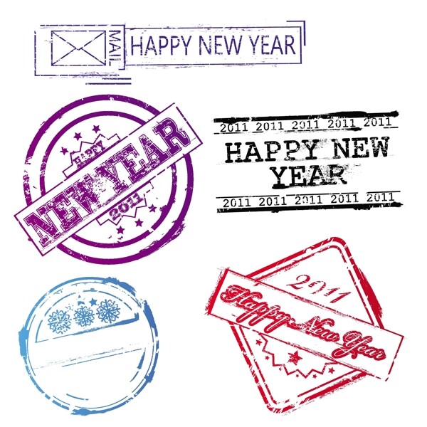 新年郵戳矢量素材