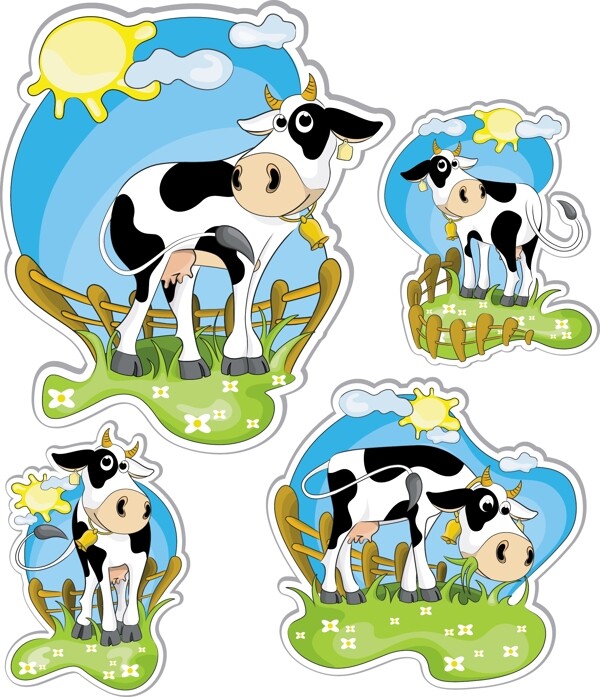 农场上的卡通奶牛