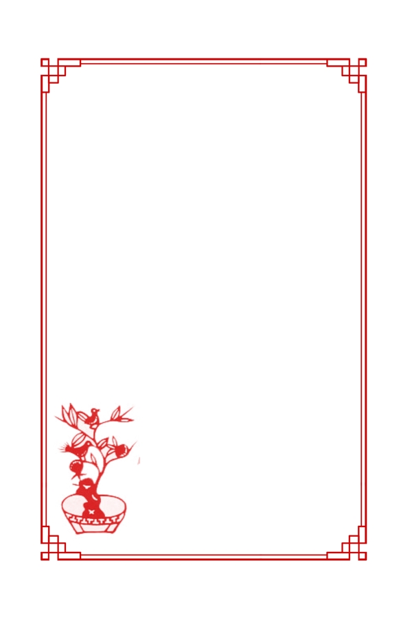 水墨花鸟复古春节新年中国风边框背景