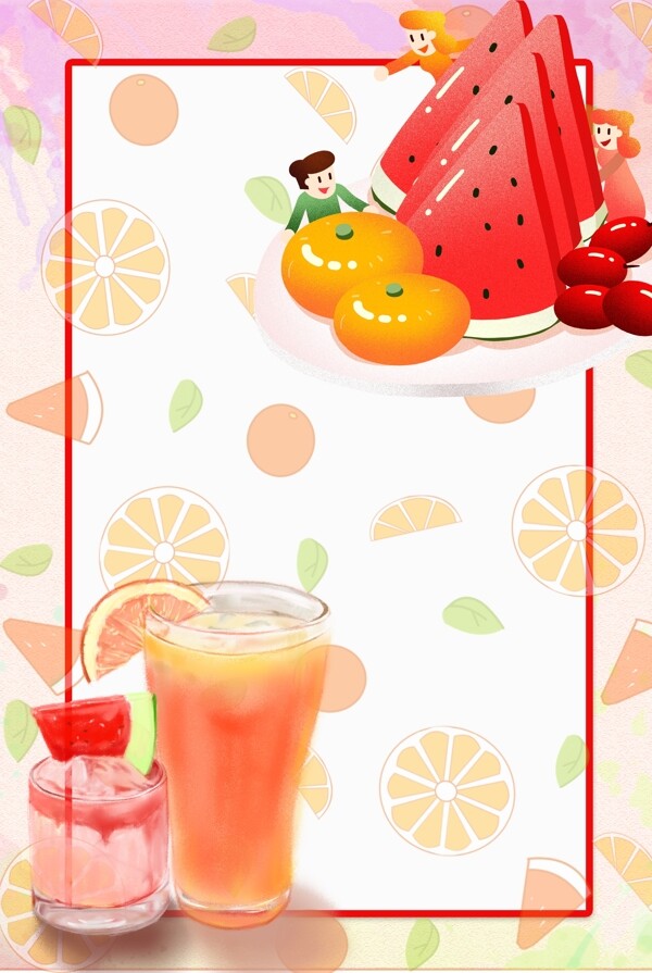 夏季水果果汁背景图片