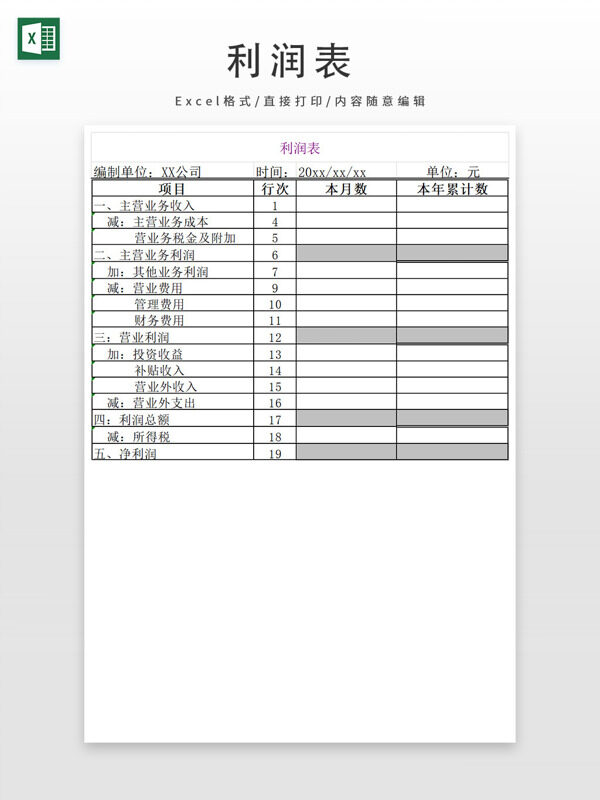 利潤(rùn)表