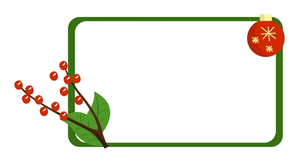 树枝红果装饰绿色圣诞边框