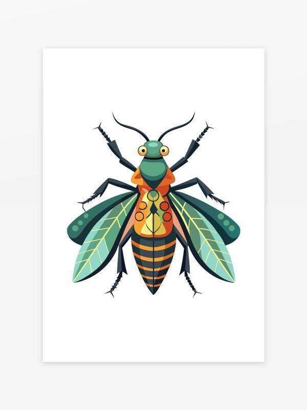 卡通風(fēng)格彩色插畫(huà)昆蟲(chóng)藝術(shù)插畫(huà)
