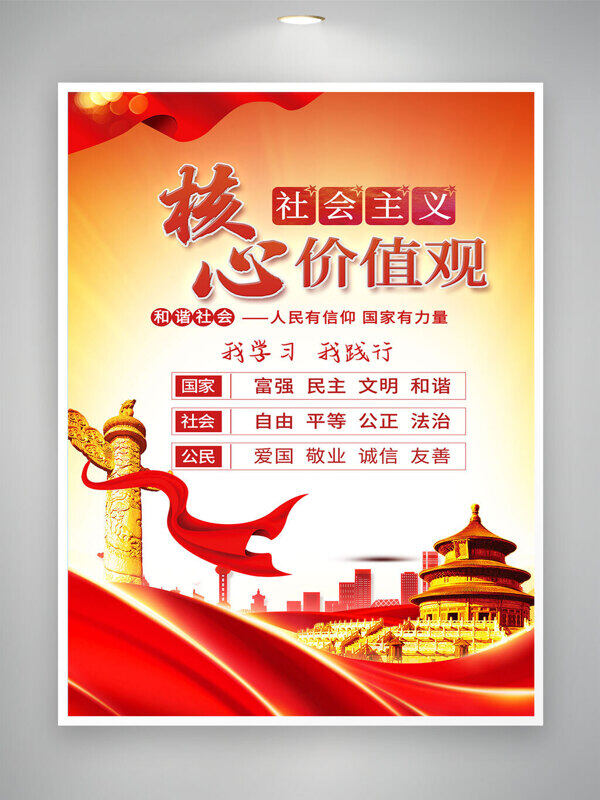 社會主義核心價值觀我學(xué)習(xí)我踐行黨建海報
