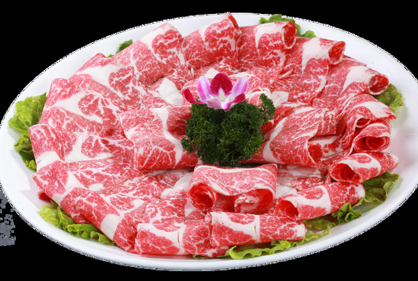 紋理漂亮的精致牛肉片肥牛片
