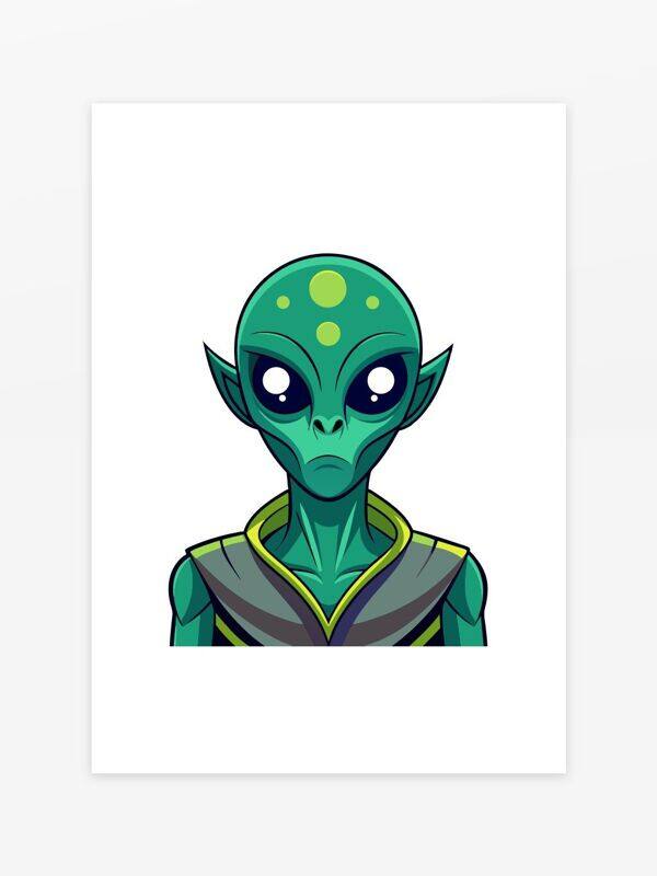 創(chuàng)意手繪卡通科幻綠色外星人插畫