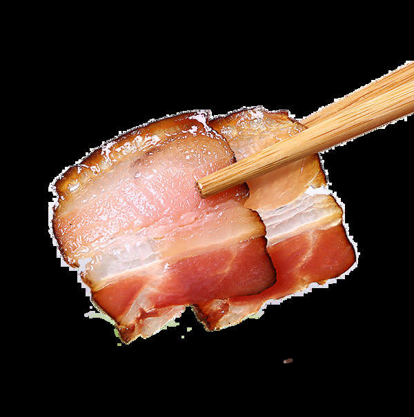 兩片誘人的熏味臘肉咸香美味