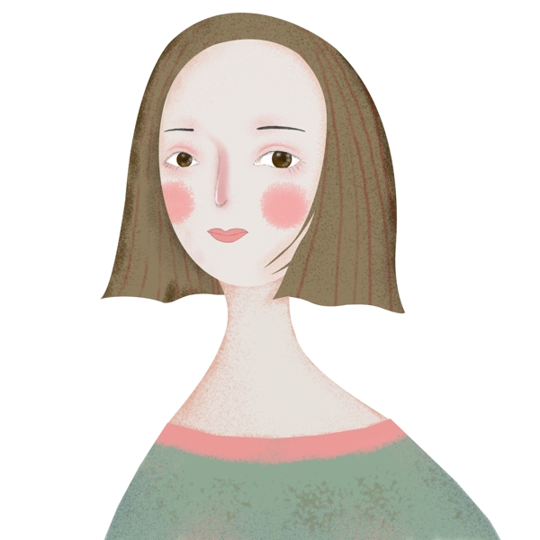 手繪夏日嫻靜女孩