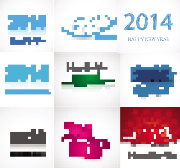 2014新年快樂藝術字矢量素材