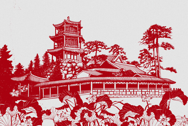 金山亭剪紙圖圖片