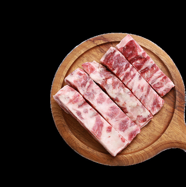 木質(zhì)托盤上的新鮮食材豬排骨