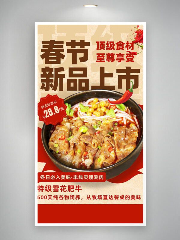 春節(jié)新品上市米線涮肉創(chuàng)意美食海報(bào)