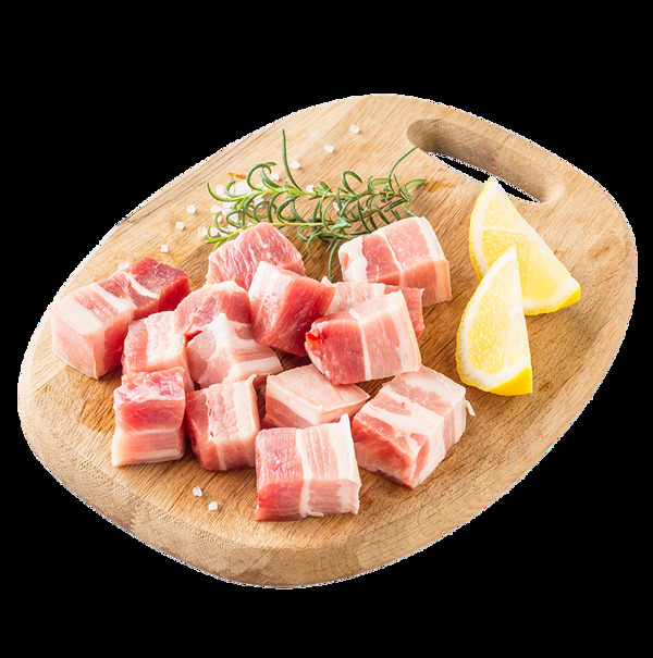 精品新鮮生五花肉切塊和檸檬