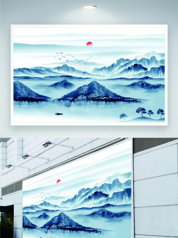 傳統(tǒng)中國(guó)風(fēng)水墨山水畫裝飾畫
