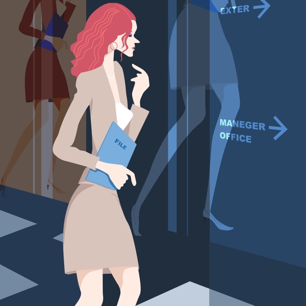 時(shí)尚女性分層插畫11圖片