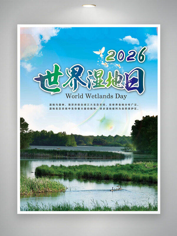自然生态绿水青山世界湿地日海报