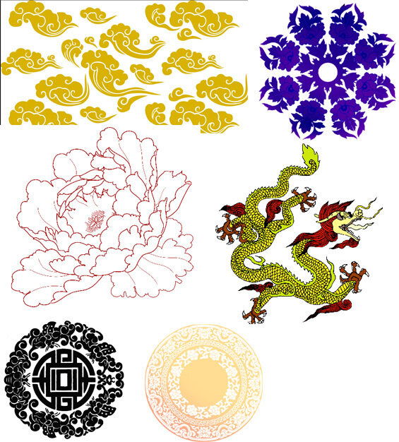 中国传统花纹PSD素材6张