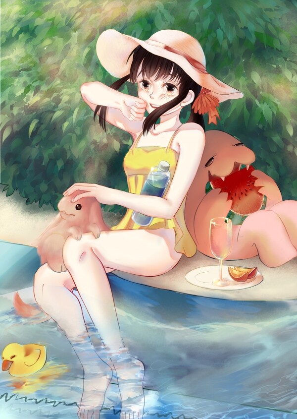 夏日清凉卡通女孩