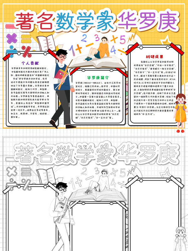 精美著名数学家华罗庚数学成就介绍手抄报