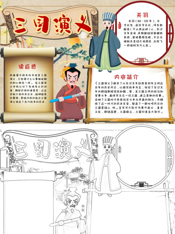 三国演义历史故事手抄报