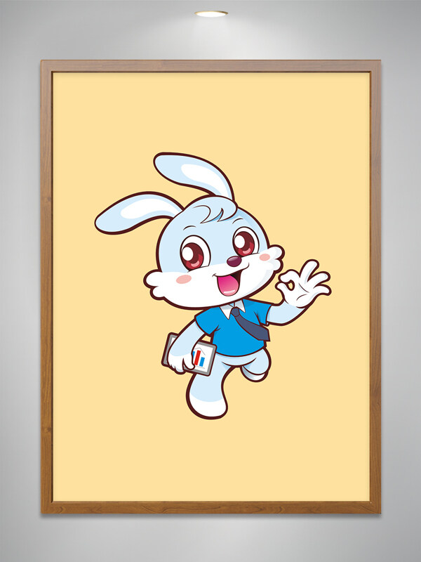 卡通可爱小兔商务经理OK手势