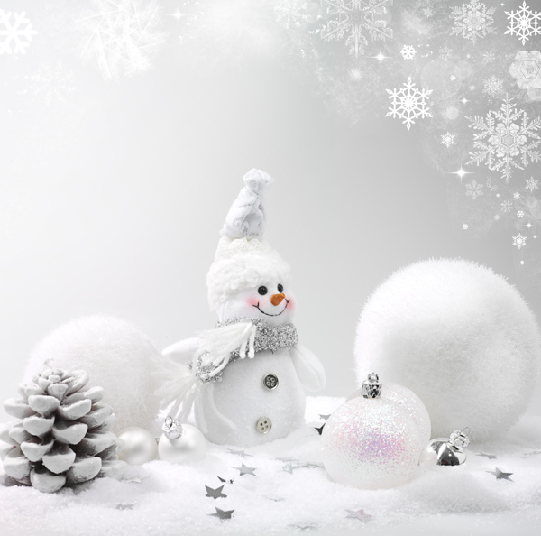 圣诞雪人雪球雪花图片