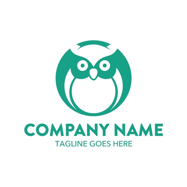 绿色圆形创意猫头鹰logo