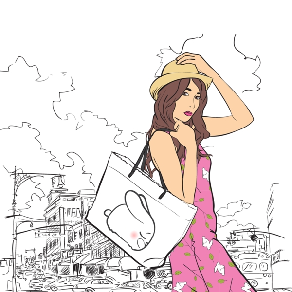 手繪插畫女孩