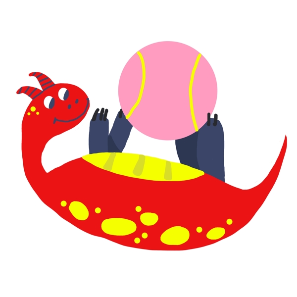 红色恐龙动物插画
