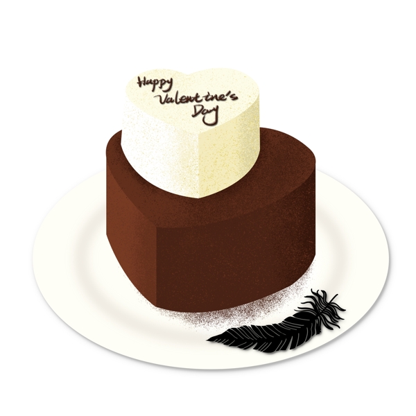黑色情人节美味巧克力蛋糕设计元素