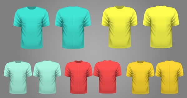 彩色T恤原型正反圆领设计