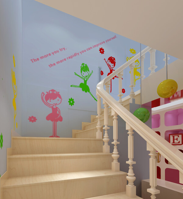 幼儿园楼梯间效果图图片