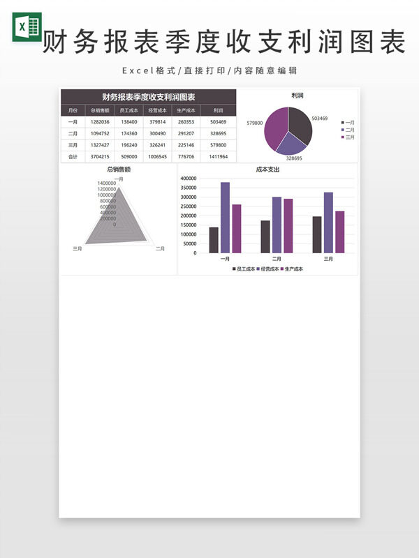 财务报表季度收支利润图表