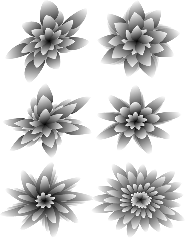 创意黑白简约抽象花朵装饰图案