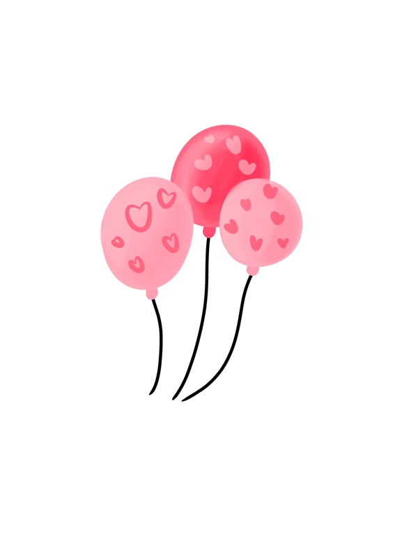粉色爱心气球矢量图