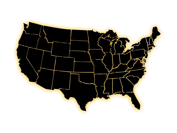 黑色的美国地图