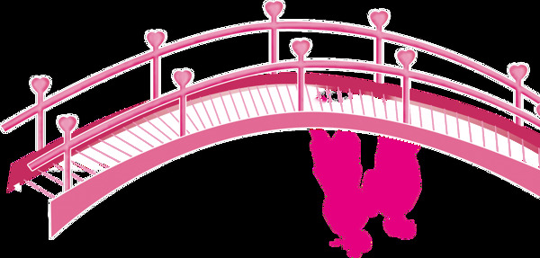 手绘一条粉红色的桥透明素材