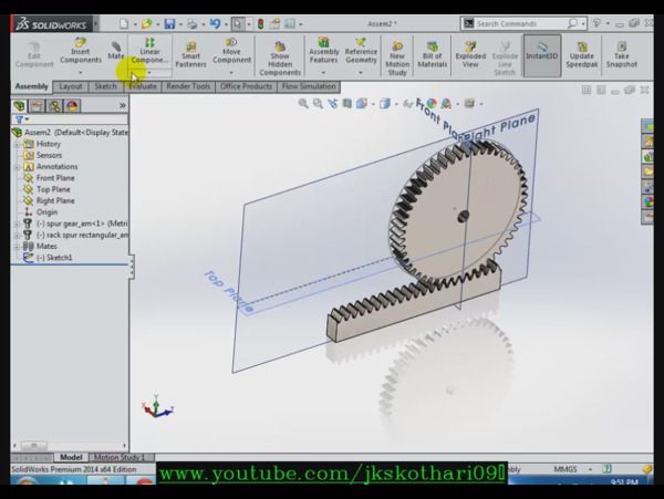 齿条和小齿轮的SolidWorks