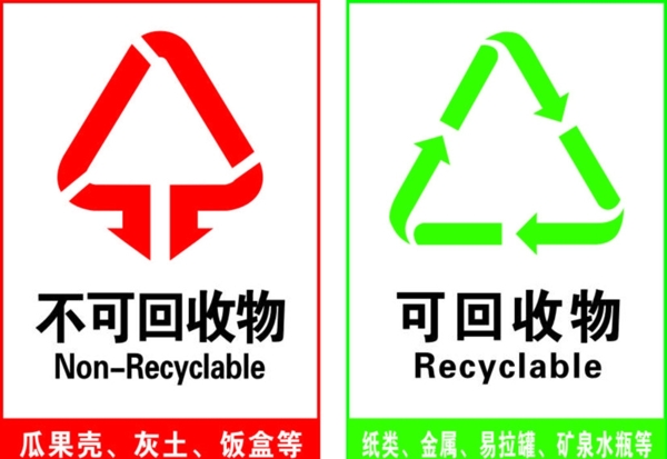 可回收不可回收垃圾桶贴