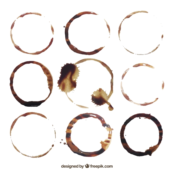 咖啡渍圆环设计矢量素材图片