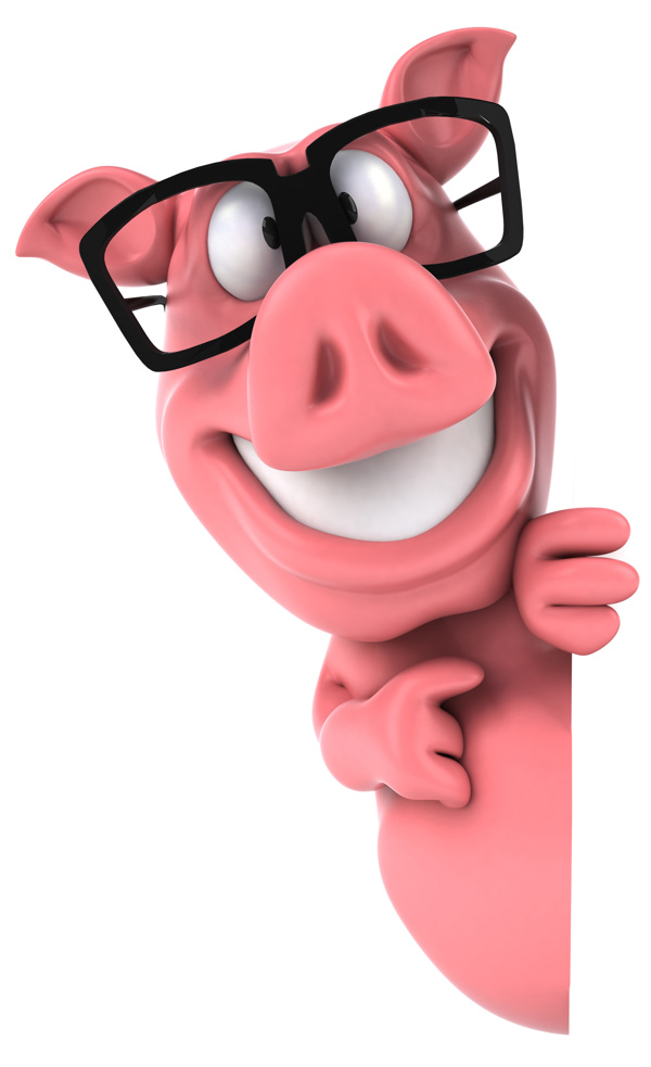 戴着黑框眼镜的3D小猪图片