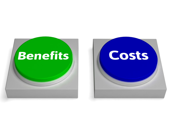 成本效益的按钮显示的成本效益分析