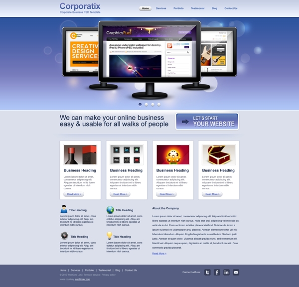 现代公司企业网站模板PSD