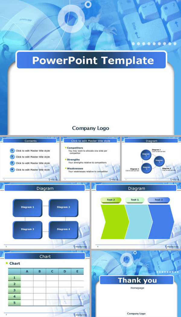 蓝色商务科技PPT模板