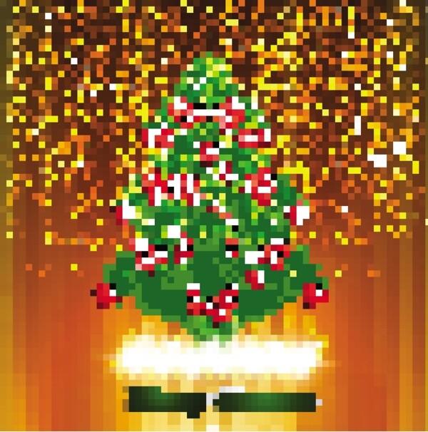 绿色发光的圣诞快乐树