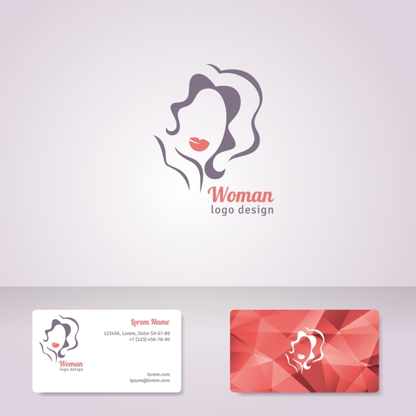 优雅女性标志与卡片矢量图形下载