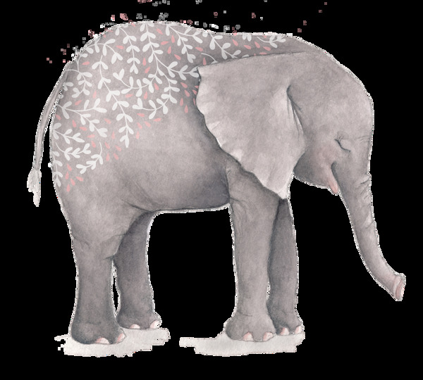 大象卡通水彩透明素材