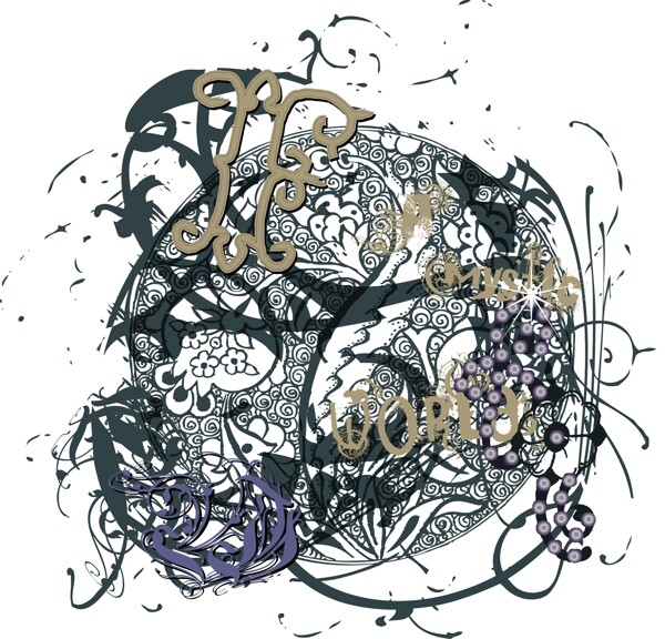 印花矢量图花纹色彩墨绿色灰色免费素材