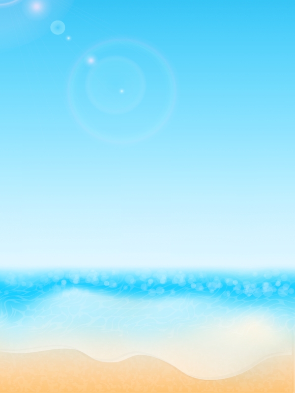 蓝色卡通海边沙滩地中海简约背景图